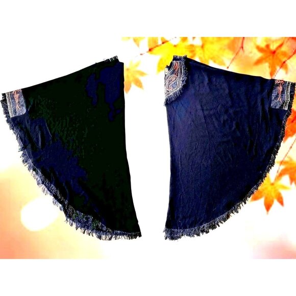 Royal Class Poncho Shawl Cape One Size Black Embellished Fringe Festive NWOT - Picture 9 of 12